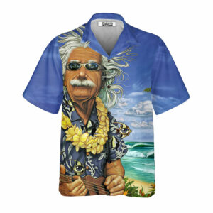3D Albert Einstein Chilling On The Beach Custom Hawaiian Shirt - For Men And Women - Kids  - Thelegend59
