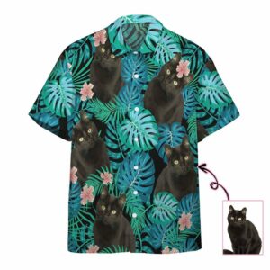 3D Cat Hawaiian Tropical Custom Photo Short Sleeve Hawaiian Shirts  - Thelegend59