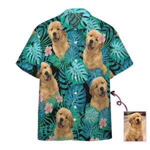 3D Dog Hawaiian Tropical Custom Photo Short Sleeve Hawaiian Shirts  - Thelegend59