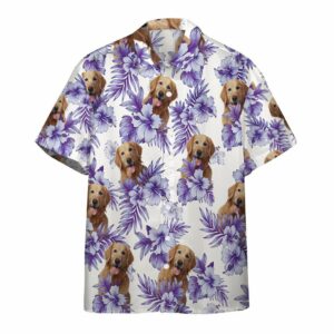 3D Hawaiian Hibiscus Golden Retriever Hawaiian Shirts  - Thelegend59