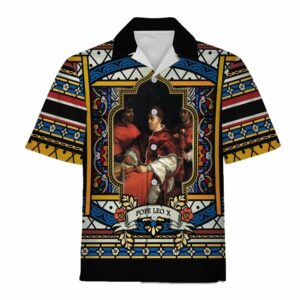 3D Hawaiian Outfit Pope Leo X Stained Glass  - Thelegend59