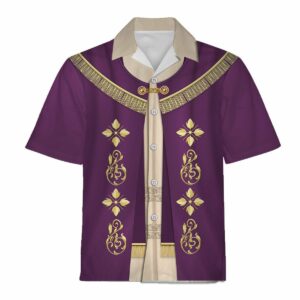 3D Hawaiian Outfit Purple Liturgical Vestment  - Thelegend59
