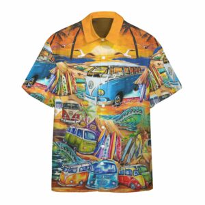 3D Hippie Vans Surfing Hawaii Hawaiian Shirts  - Thelegend59