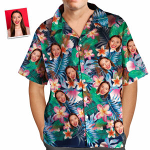 Custom Face Hawaiian Shirt Colorful Flowers - For Men And Women Kids  - Thelegend59