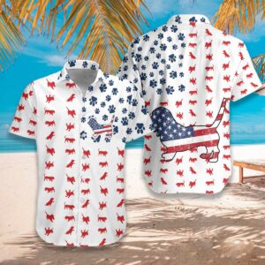 4Th July Basset Hound American Flag Unisex Hawaiian Shirt  - Thelegend59