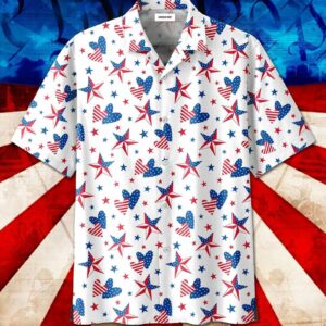 4Th Of July Star Heart Us Flag Patriotism Unisex Hawaiian Aloha Hawaiian Shirtss  - Thelegend59