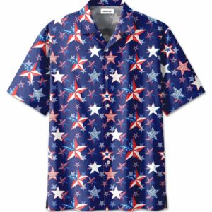 4Th Of July Us Flag Star Pattern Unisex Hawaiian Shirts  - Thelegend59
