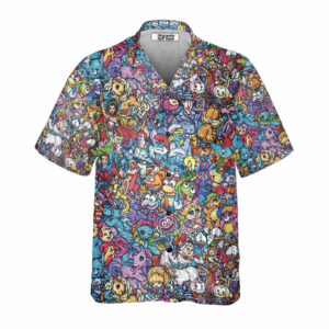 80S Throwback Cartoon Pattern Hawaiian Shirt - For Men And Women - Kids  - Thelegend59