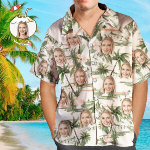 Custom Face Hawaiian Shirt Coconut Tree - For Men And Women Kids  - Thelegend59