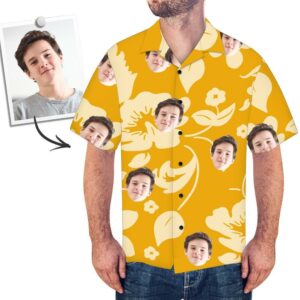 Custom Face All Over Print Hawaiian Shirt Yellow Flowers - For Men And Women Kids  - Thelegend59