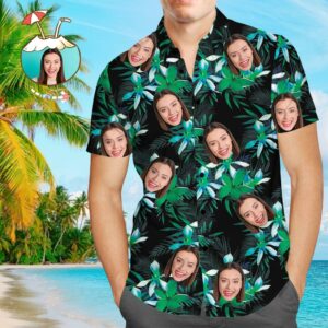 Custom Face All Over Print Hawaiian Shirt Cool Leaves - For Men And Women Kids  - Thelegend59