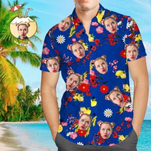 Custom Face All Over Print Green Leaves Hawaiian Shirt A Hundred Flowers Contend For Beauty - For Men And Women Kids  - Thelegend59
