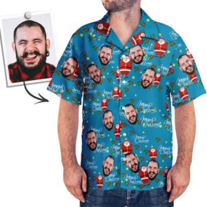 Custom Face Hawaiian Shirts Personalized Photo Men'S Hawaiian Shirt Christmas Gift - For Men And Women Kids  - Thelegend59