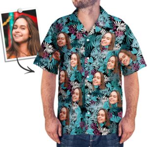 Custom Face Hawaiian Shirt Leaves - For Men And Women Kids  - Thelegend59