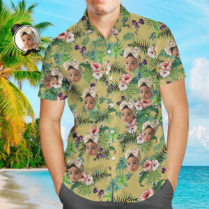 Custom Face Hawaiian Shirt Flowers Father'S Day Hawaiian Shirts Gift For Dad - For Men And Women Kids  - Thelegend59