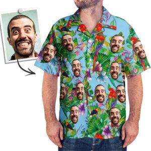 Custom Face Men'S Hawaiian Shirt Parrot - For Men And Women Kids  - Thelegend59