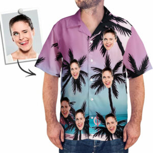 Custom Face All Over Print Beach Style Hawaiian Shirt Coconut Trees - For Men And Women Kids  - Thelegend59