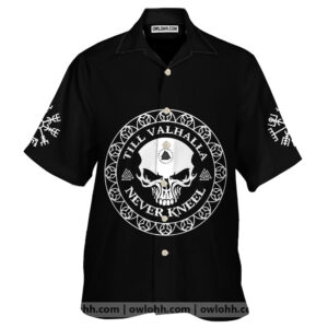 Skull Viking Valhalla Hawaiian Shirt - Black Goth Skull Hawaiian Shirts - For Men And Women - Kids  - Thelegend59