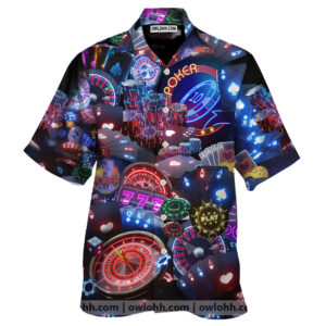 Neon Poker Gambling Hawaiian Shirt For Men Women  - Thelegend59
