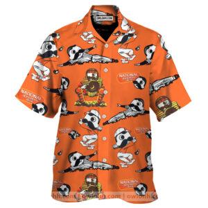 Natty Boh Baseball Players Orange Hawaiian Shirt  - Thelegend59