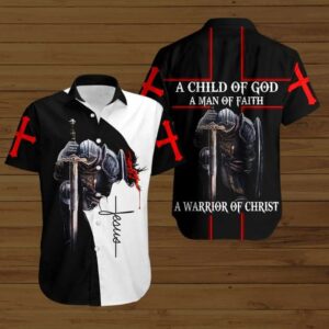 A Child Of God A Man Of Faith Jesus Cross Hawaiian Shirts  - Thelegend59