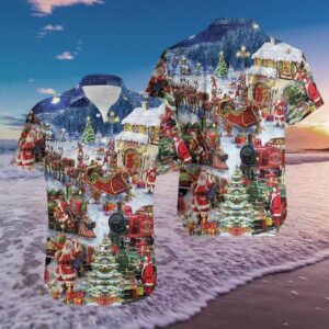 A Train Come Home Christmas Santa Claus Hawaiian Aloha Hawaiian Shirtss  - Thelegend59