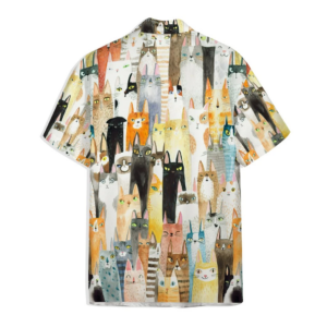 Abstract Cat Design Hawaiian Shirt - Crazy Funny Hawaiian Shirt - Painting Art Vintage Hawaiian Shirt  - Thelegend59
