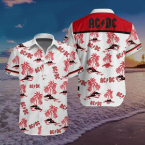 Acdc Music Band Hawaiian Graphic Print Short Sleeve  - Thelegend59