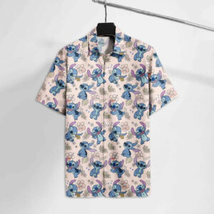 Adorable Stitch Floral Hawaii Thawaiian Shirts - Print Short Sleeve  - Thelegend59