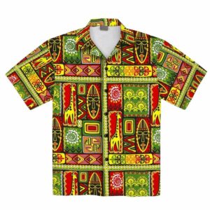 African Hot Tone Pattern Tropical Hawaiian Aloha Hawaiian Shirts  - Thelegend59