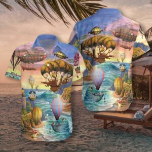 Air Balloon Steampunk Unisex Hawaiian Aloha Hawaiian Shirts  - Thelegend59