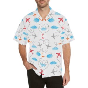 Airplane Cloud Pattern Men'S All Over Print Hawaiian Shirt  - Thelegend59