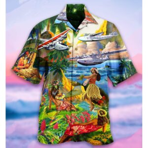 Airplane Love Hawaii Forever Tropical Hawaiian Aloha Hawaiian Shirtss  - Thelegend59