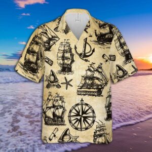 All About Pirate Ships Pattern Aloha Hawaiian Shirts  - Thelegend59