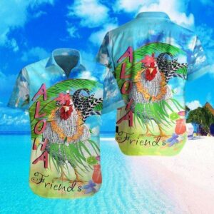 Aloha Rooster Friends Summer Vibes Unisex Hawaiian Shirts - Summer Hawaiian Shirtss - Beach Hawaiian Shirtss  - Thelegend59