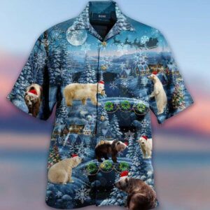 Amazing Bear With Christmas Blue Hawaiian Shirts  - Thelegend59