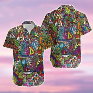 Amazing Colorful Hippy Bunny Happy Easter Unisex Hawaiian Aloha Hawaiian Shirtss  - Thelegend59