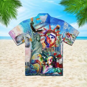 Amazing Colorful Statue Of Liberty Hawaiian Shirt  - Thelegend59