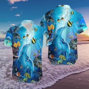 Amazing Dolphin In Ocean Unisex Hawaiian Aloha Hawaiian Shirtss  - Thelegend59