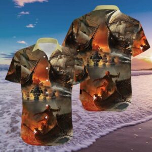 Amazing Fighting Pirate Ship Hawaiian Aloha Hawaiian Shirtss  - Thelegend59