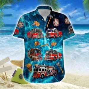 Amazing Firefighter Blue Thunder Sky Unisex Hawaiian Shirts  - Thelegend59