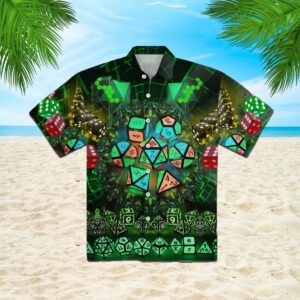 Amazing Glowing Kaleidoscope Dice Green Hawaiian Shirt - Unisex - Full Size - Adult - Colorful -  - Thelegend59
