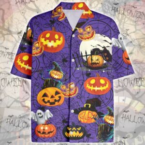 Amazing Halloween Pumpkin Spider Hawaiian Aloha Hawaiian Shirtss  - Thelegend59