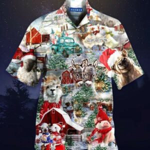 Amazing Happy Farm On Christmas Hawaiian Aloha Hawaiian Shirtss  - Thelegend59