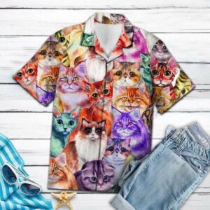 Amazing Hawaiian Aloha Hawaiian Shirtss Colorful Cats  - Thelegend59