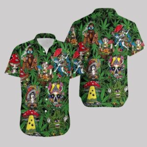 Amazing Hippie &Amp; Weed Green Hawaiian Aloha Hawaiian Shirtss  - Thelegend59