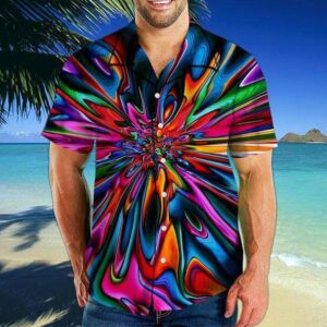 Amazing Holographic Hippie Tie Dye Unisex Hawaiian Shirts  - Thelegend59