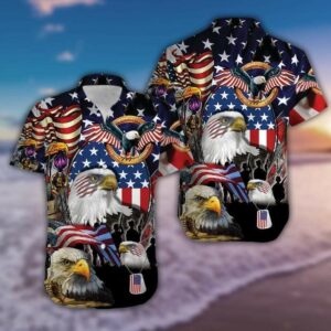 Amazing Patriotic Eagle Unisex Hawaiian Shirts  - Thelegend59