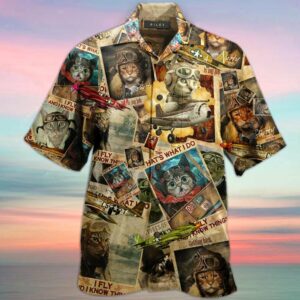 Amazing Pilot Cat Hawaiian Shirt - Crazy Funny Hawaiian Shirt  - Thelegend59