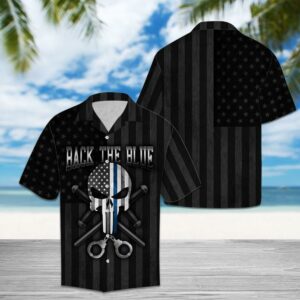 Amazing Police Back The Blue Tropical Hawaiian Shirt  - Thelegend59